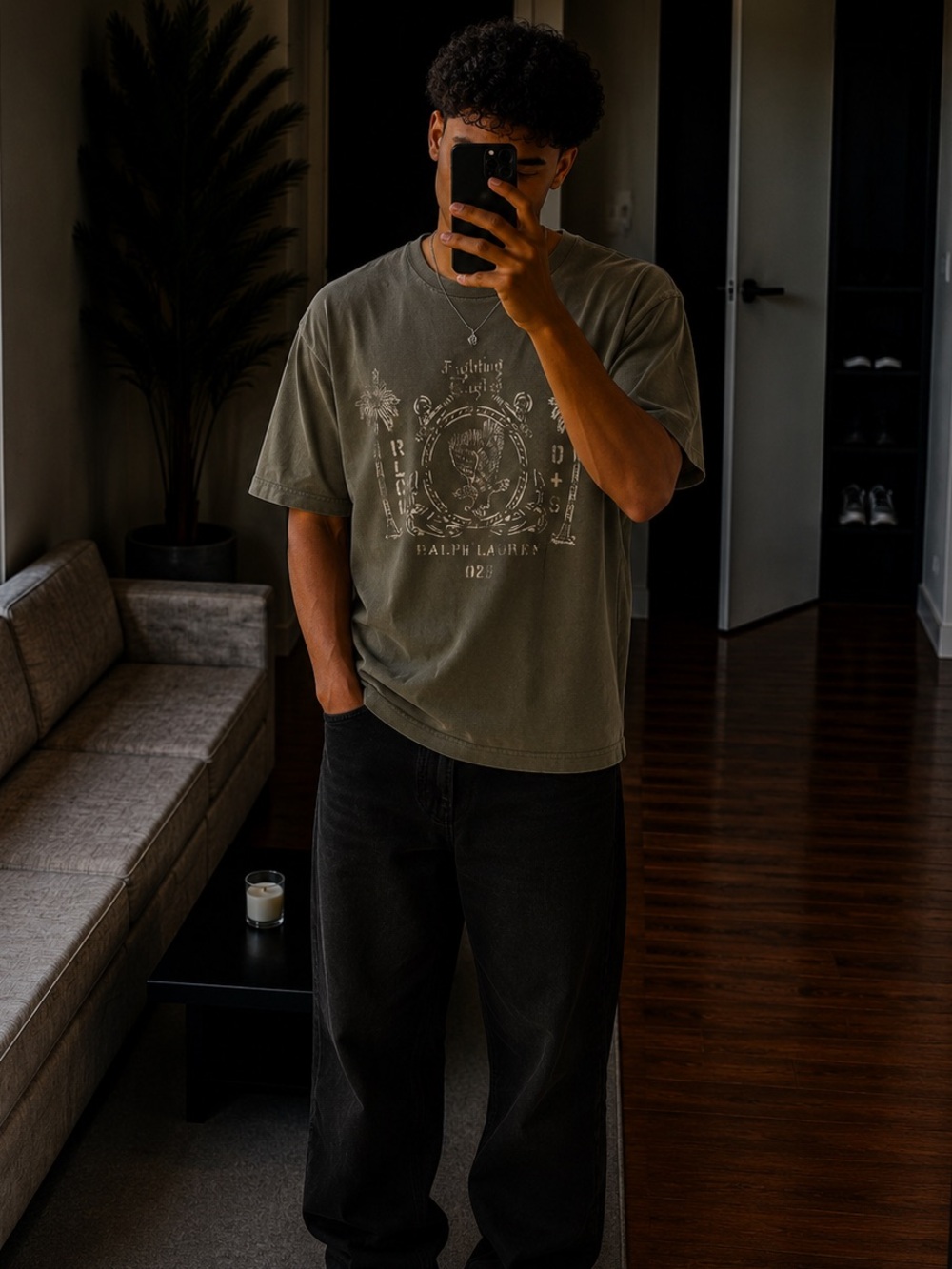 Denim & Supply Ralph Lauren Olive Green Graphic Crew Tee